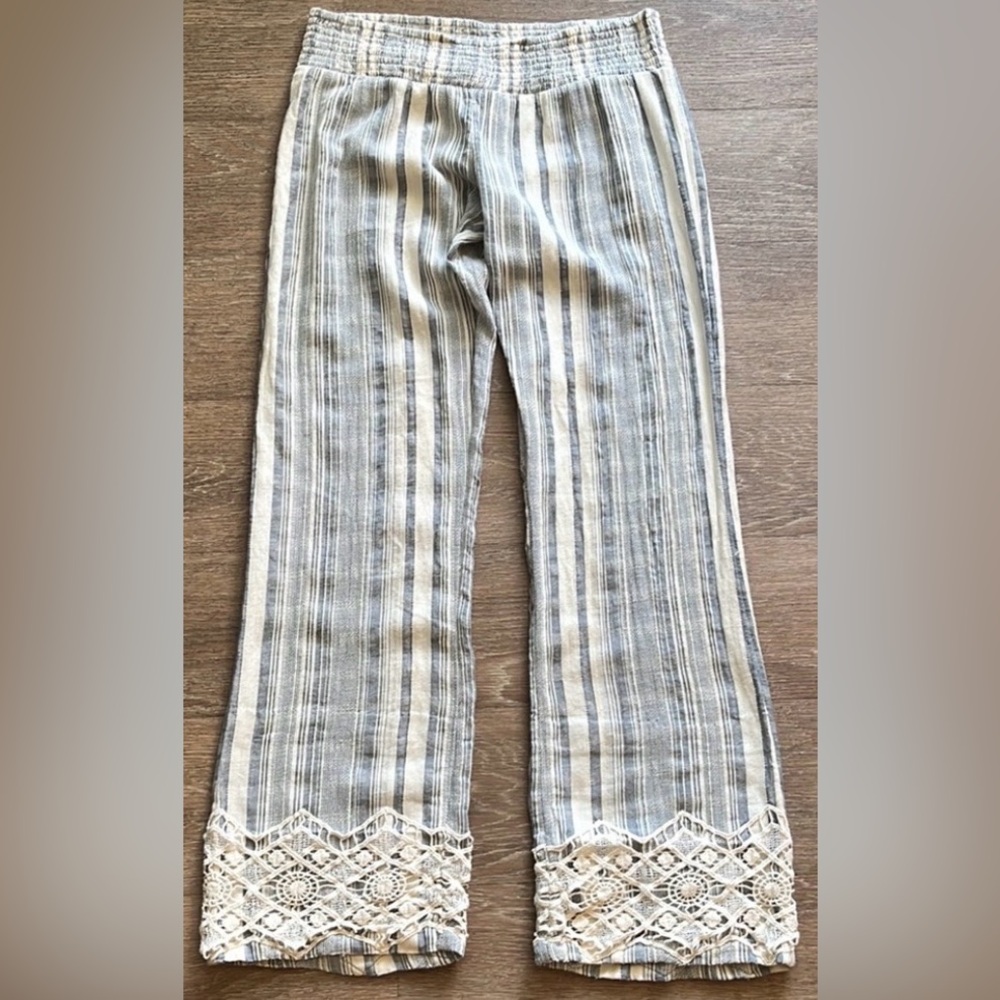Rip Curl Blue/White Straps Crochet Lace Pants
